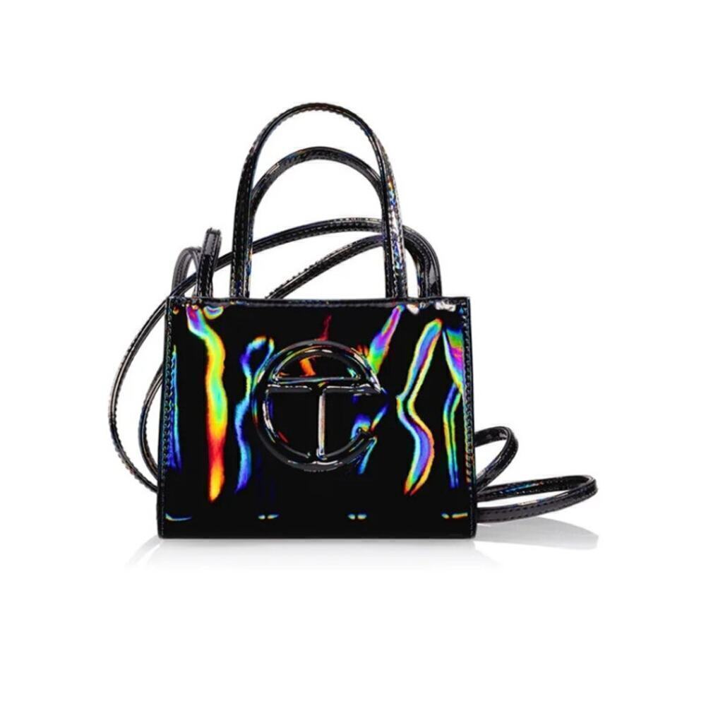 Small Shopping Bag - Black Rainbow